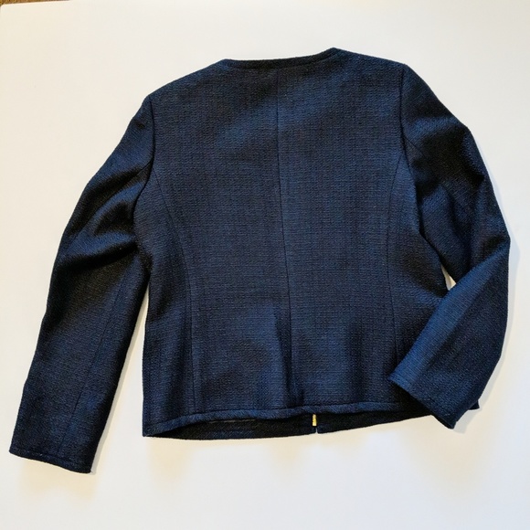 Talbot's Petites // Textured Zip Up Blazer Jacket - Picture 4 of 7